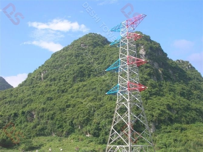 Transmission line lattice steel tower