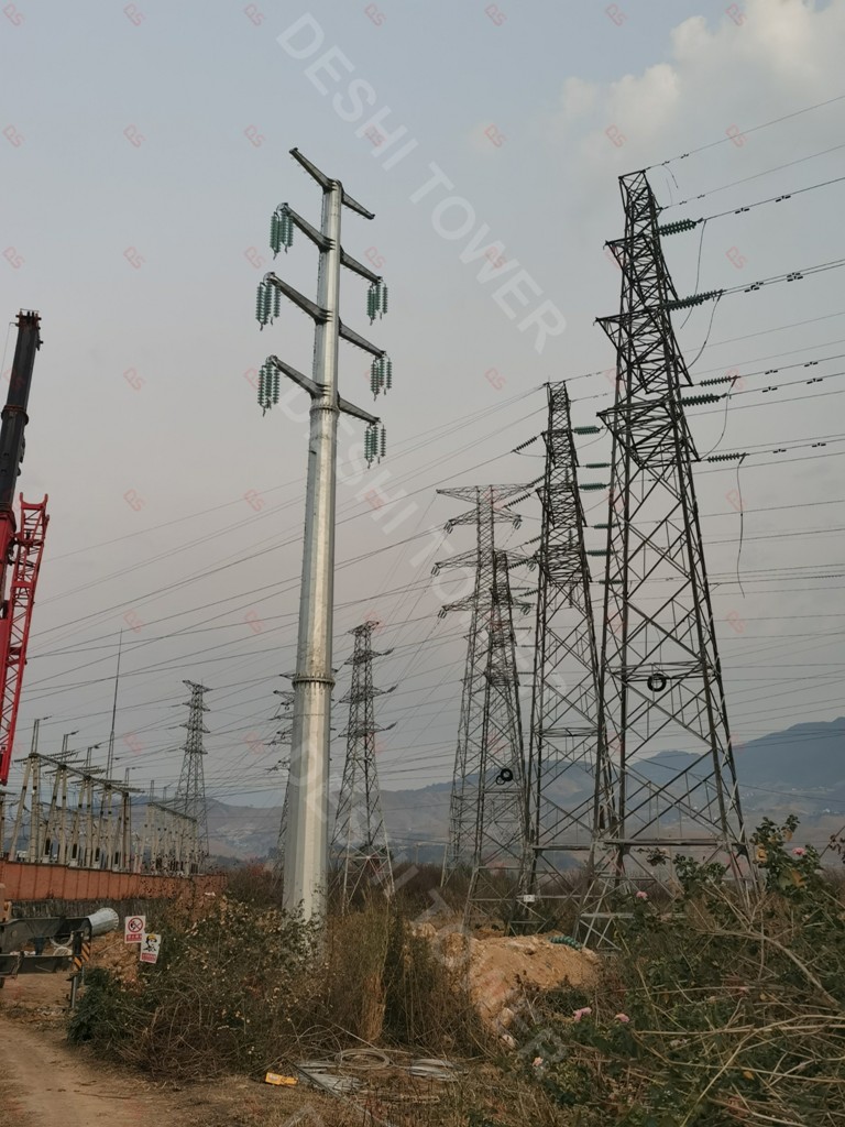 Monopole transmission line steel tower
